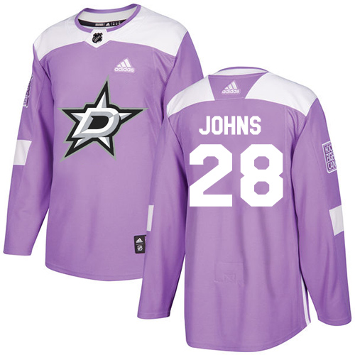 Adidas Stars #28 Stephen Johns Purple Authentic Fights Cancer Stitched NHL Jersey